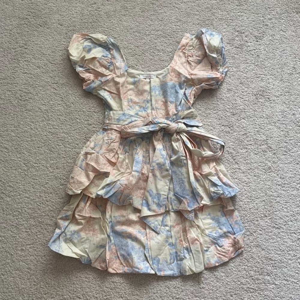 Olivaceous Girls Pastel Pink Blue Cream Ruffle Dress